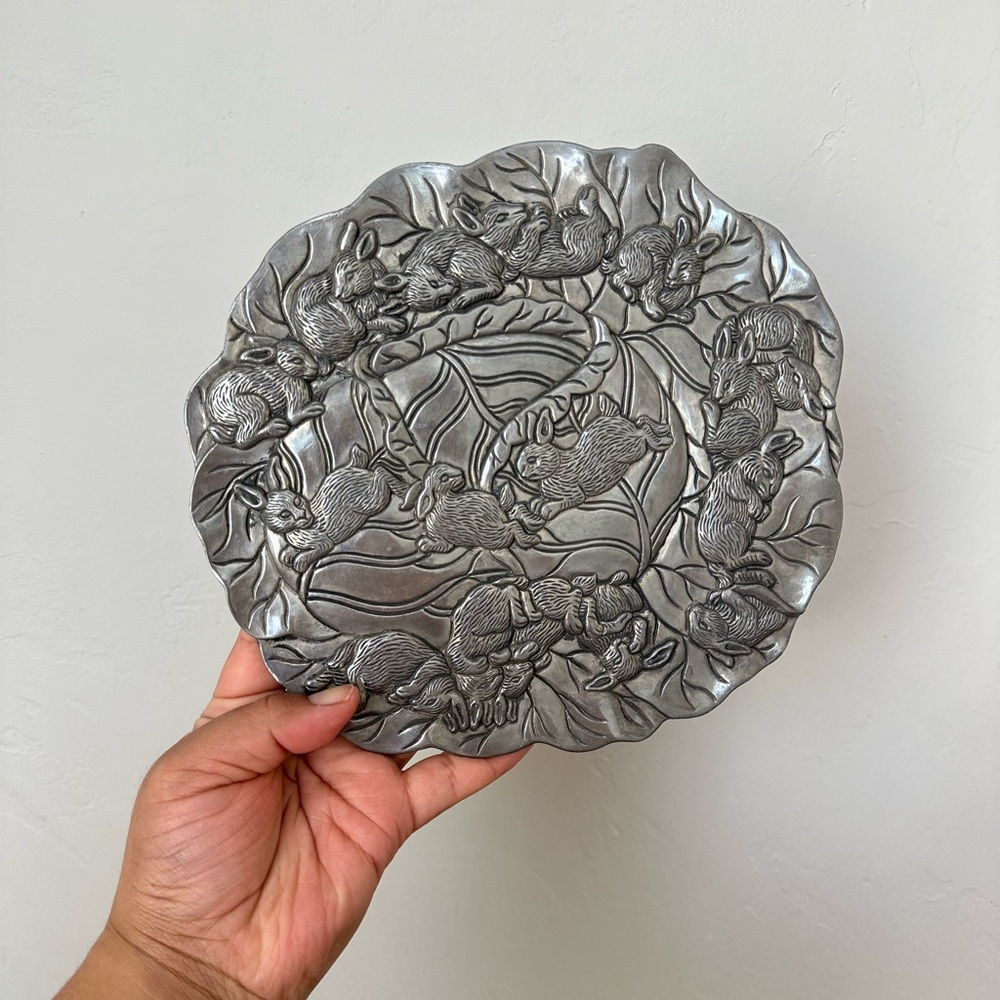 Vintage Arthur Court Bunny Trivet Tray 1990 Footed Spring & Easter Decor